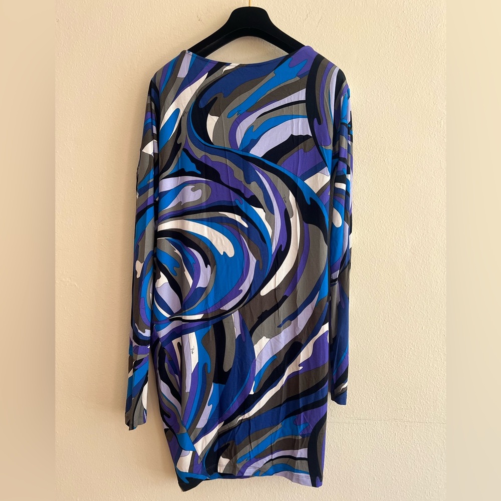 NWT Emilio Pucci Blue and Purple Swirl Dress Italy Size 40 USA 6 Multi Color - Picture 2 of 12